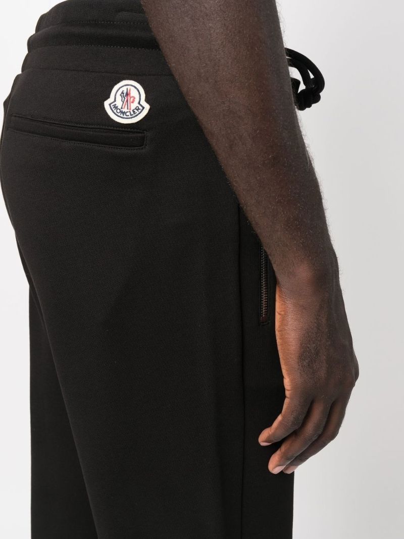 Black Logo Patch Tapered Cotton Track Pants