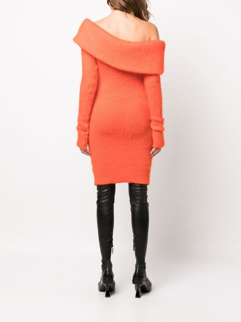 Orange Aria Off-the-shoulder Knitted Dress