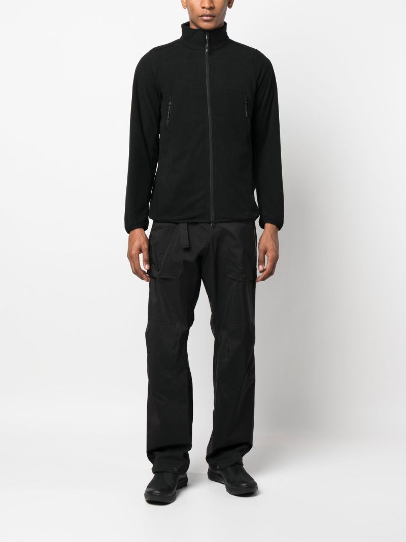 Black Grid Zip-front Fleece Jacket