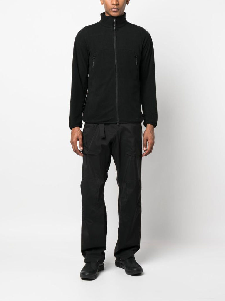 Black Grid Zip-front Fleece Jacket