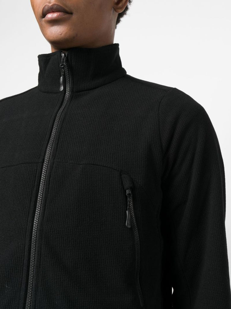 Black Grid Zip-front Fleece Jacket