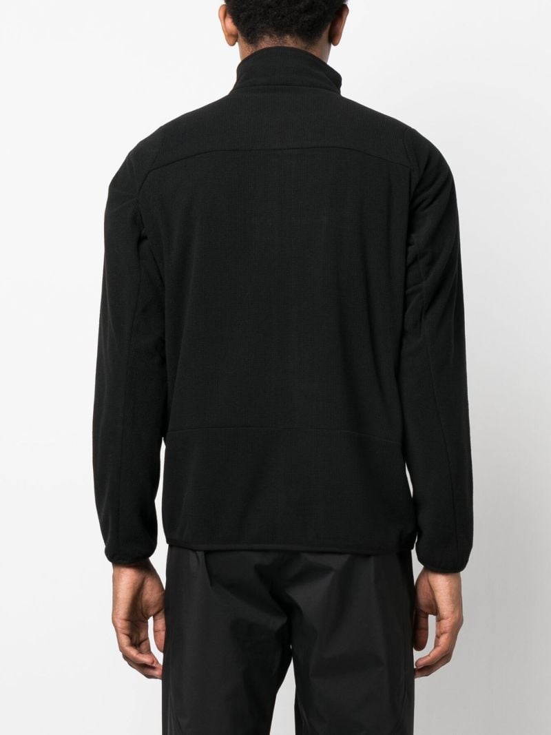 Black Grid Zip-front Fleece Jacket