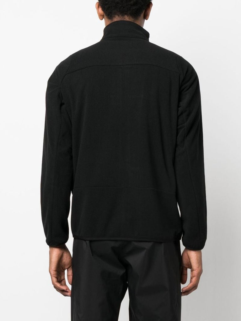 Black Grid Zip-front Fleece Jacket