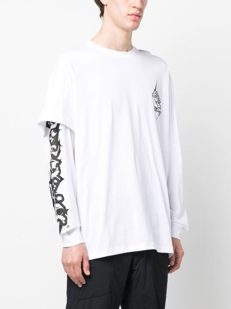 White Graphic Print Layered T-shirt