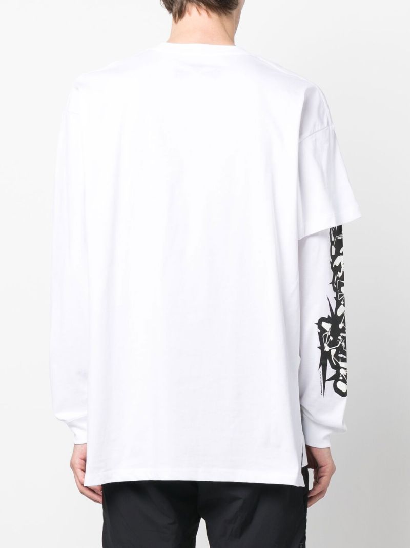 White Graphic Print Layered T-shirt