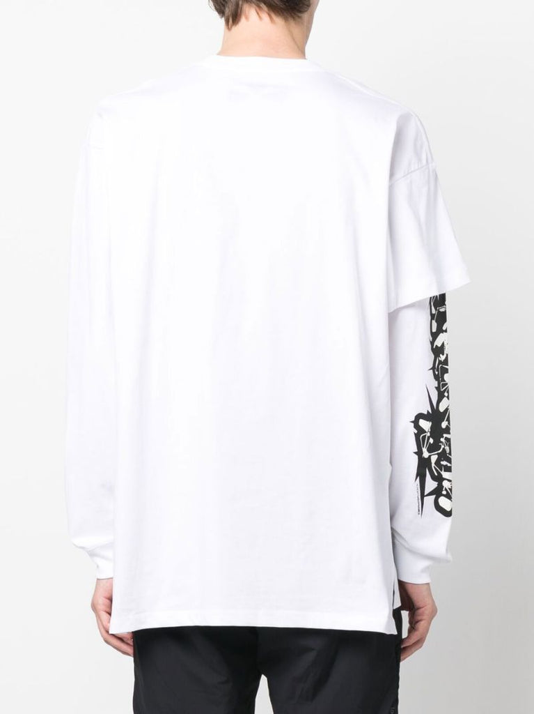 White Graphic Print Layered T-shirt