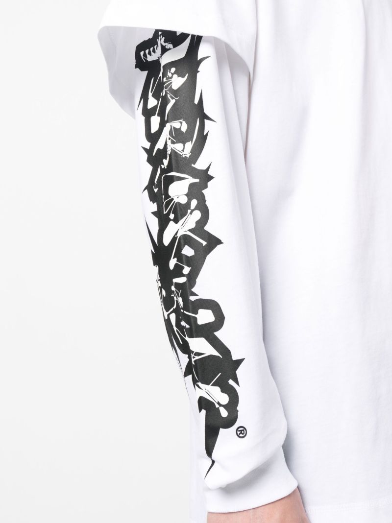 White Graphic Print Layered T-shirt