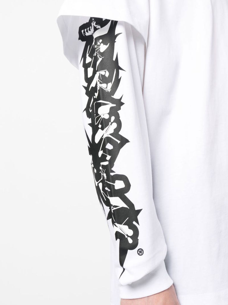White Graphic Print Layered T-shirt