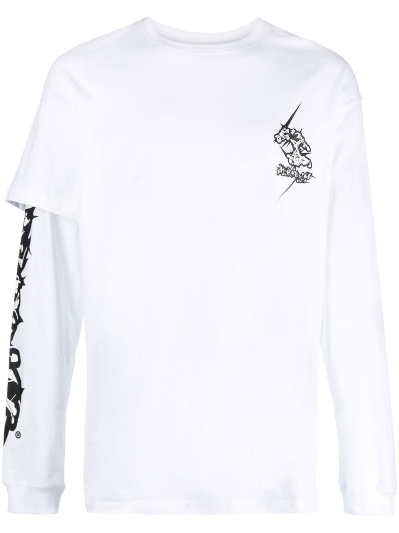 White Graphic Print Layered T-shirt