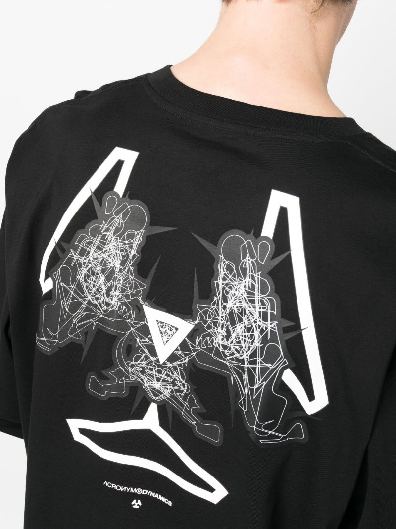 Black Graphic Print Long Sleeved Cotton T-shirt