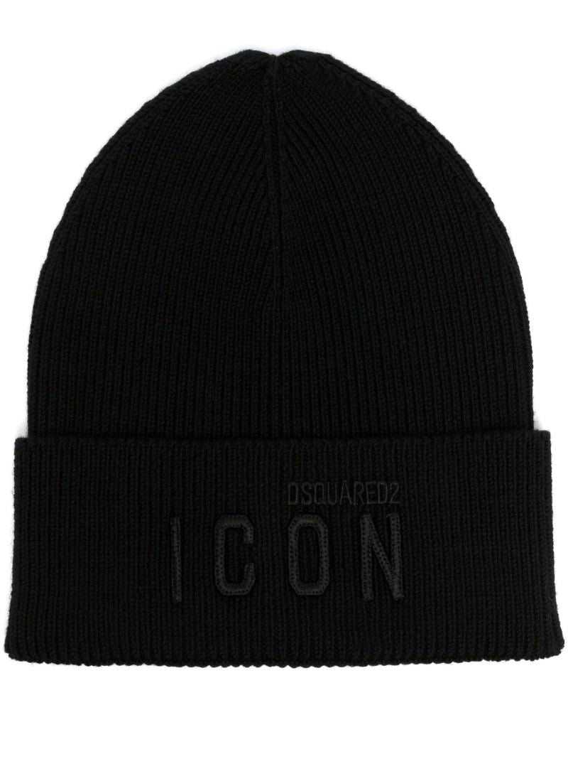 Black Icon Embroidered Beanie