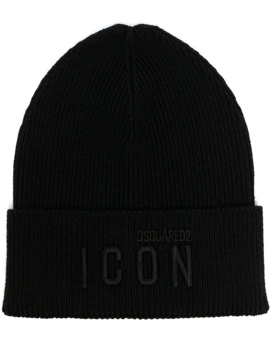 Black Icon Embroidered Beanie