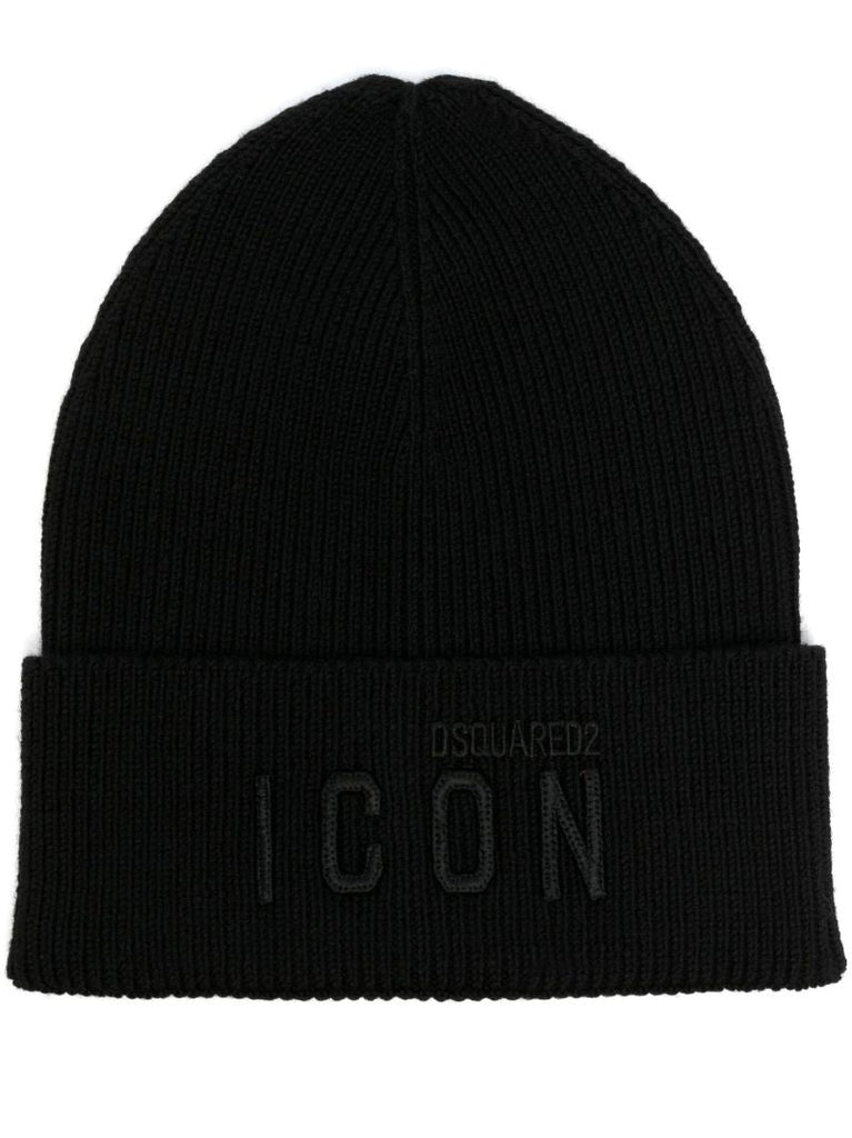Black Icon Embroidered Beanie