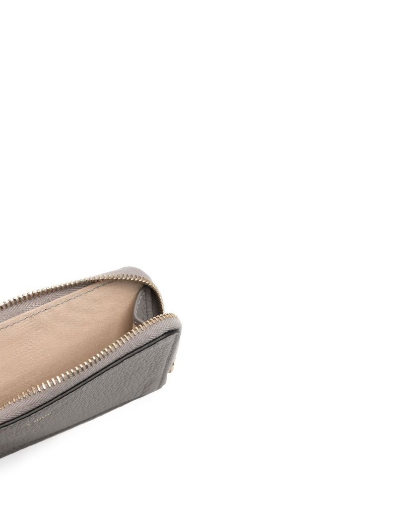 Grey Alphabet Logo Charm Leather Cardholder