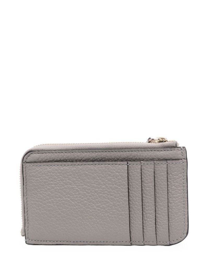Grey Alphabet Logo Charm Leather Cardholder