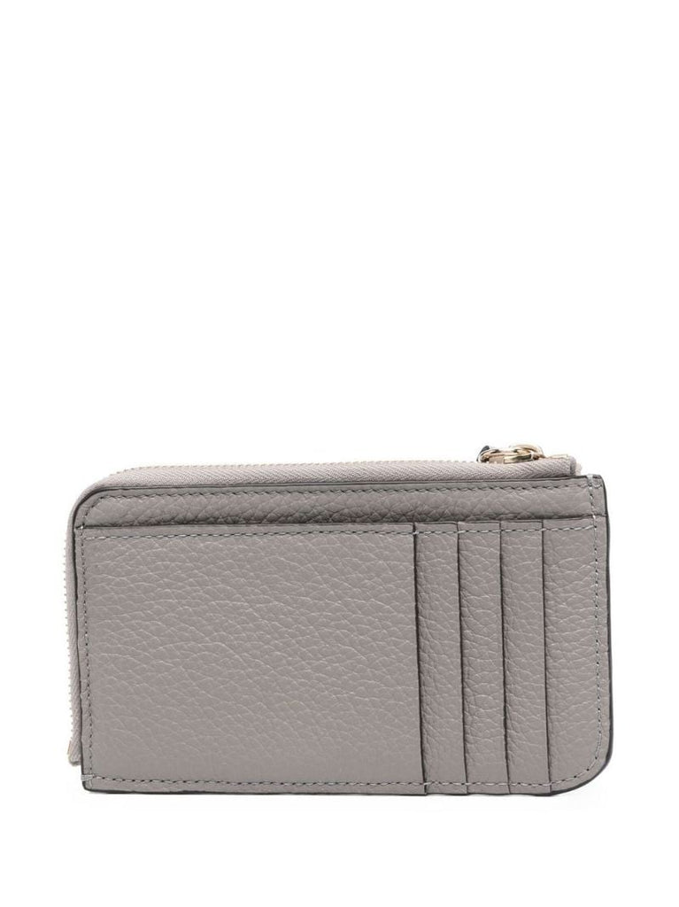 Grey Alphabet Logo Charm Leather Cardholder