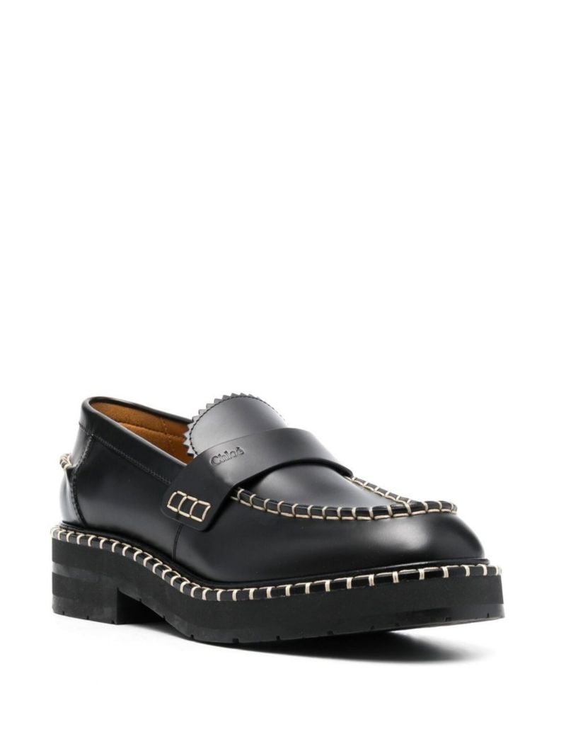 Black Noua Topstitched Leather Loafers