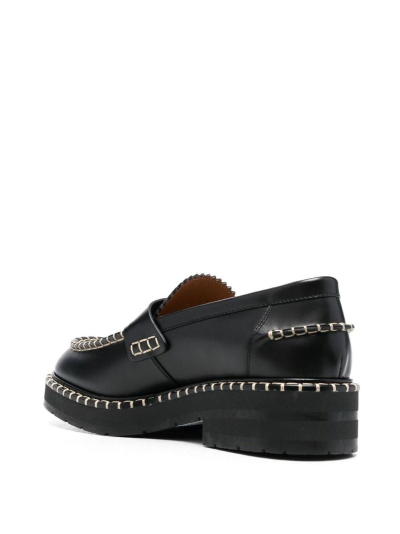 Black Noua Topstitched Leather Loafers