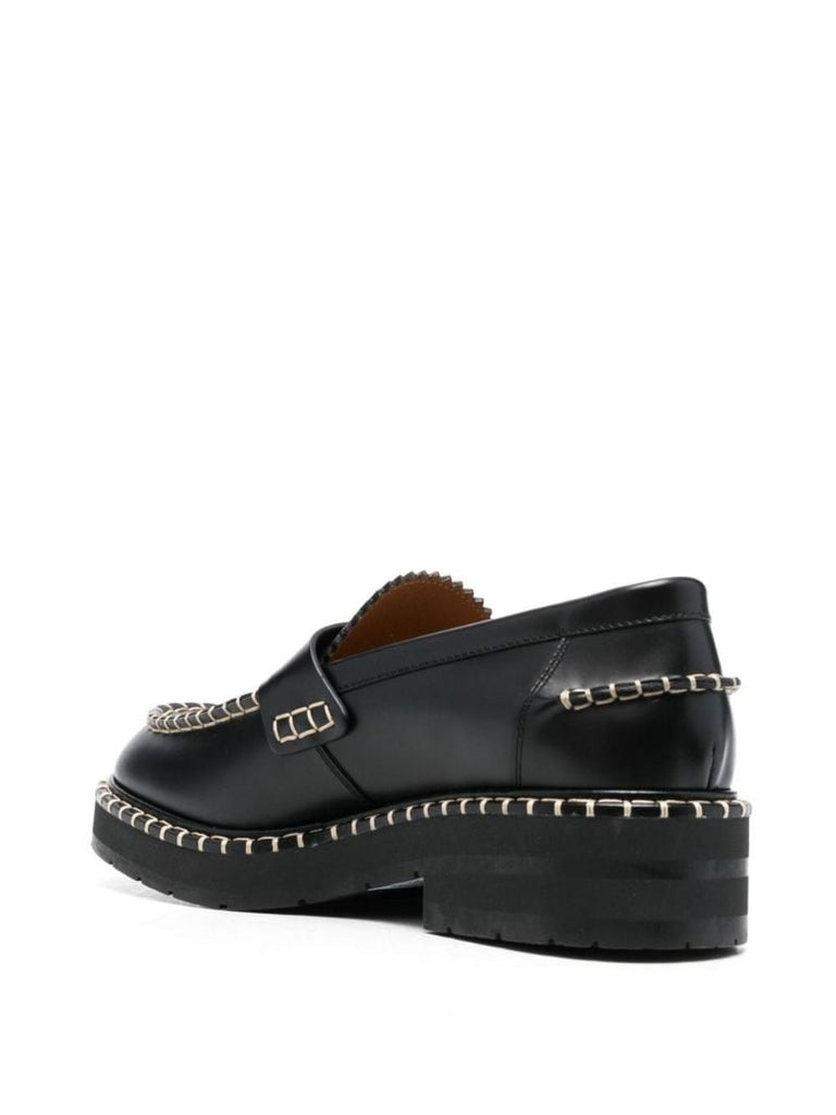 Black Noua Topstitched Leather Loafers