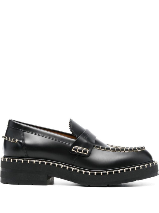 Black Noua Topstitched Leather Loafers