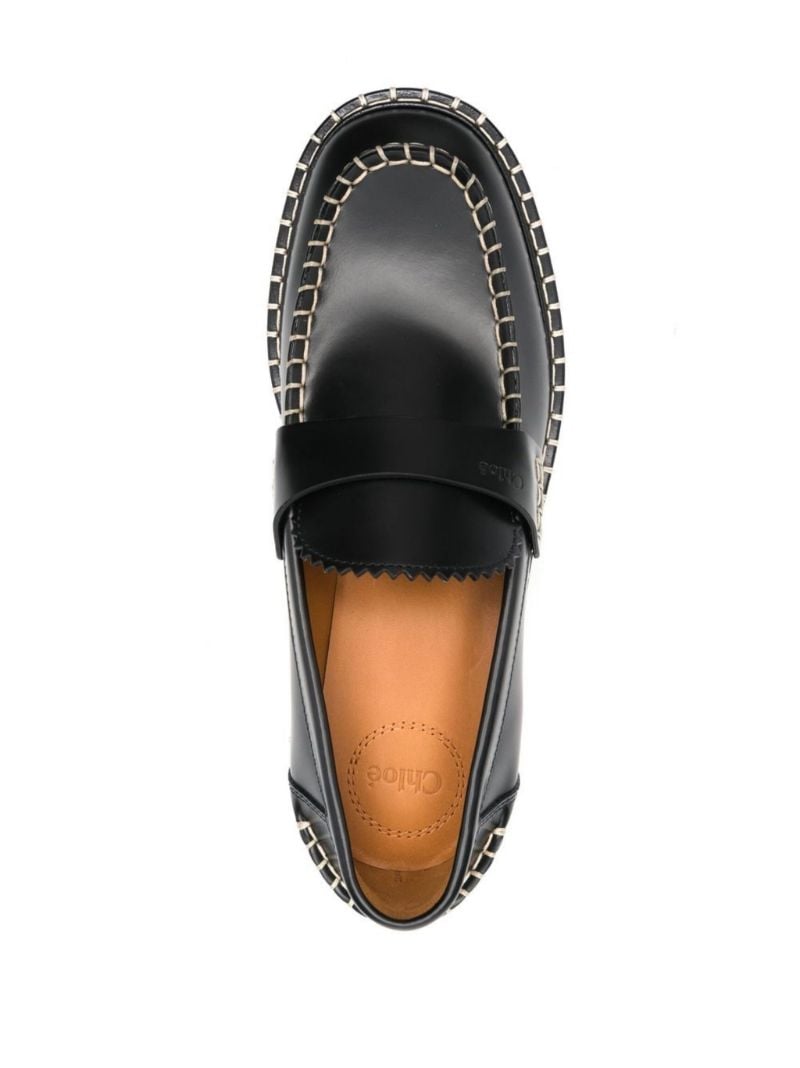 Black Noua Topstitched Leather Loafers