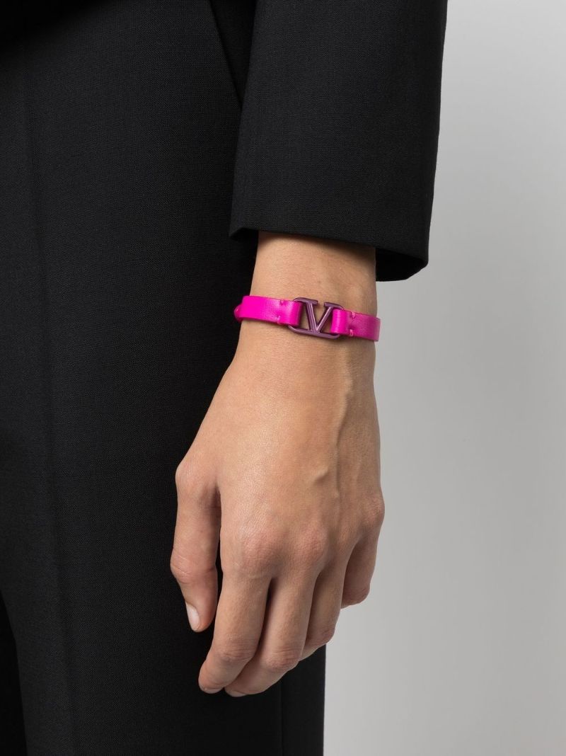 Pink Vlogo Signature Leather Bracelet
