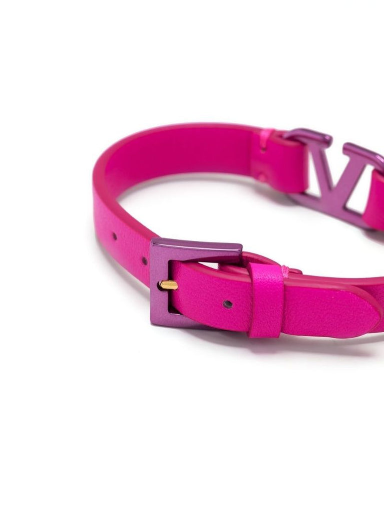 Pink Vlogo Signature Leather Bracelet
