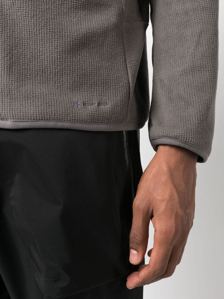 Grey Grid Waffle-knit Jacket