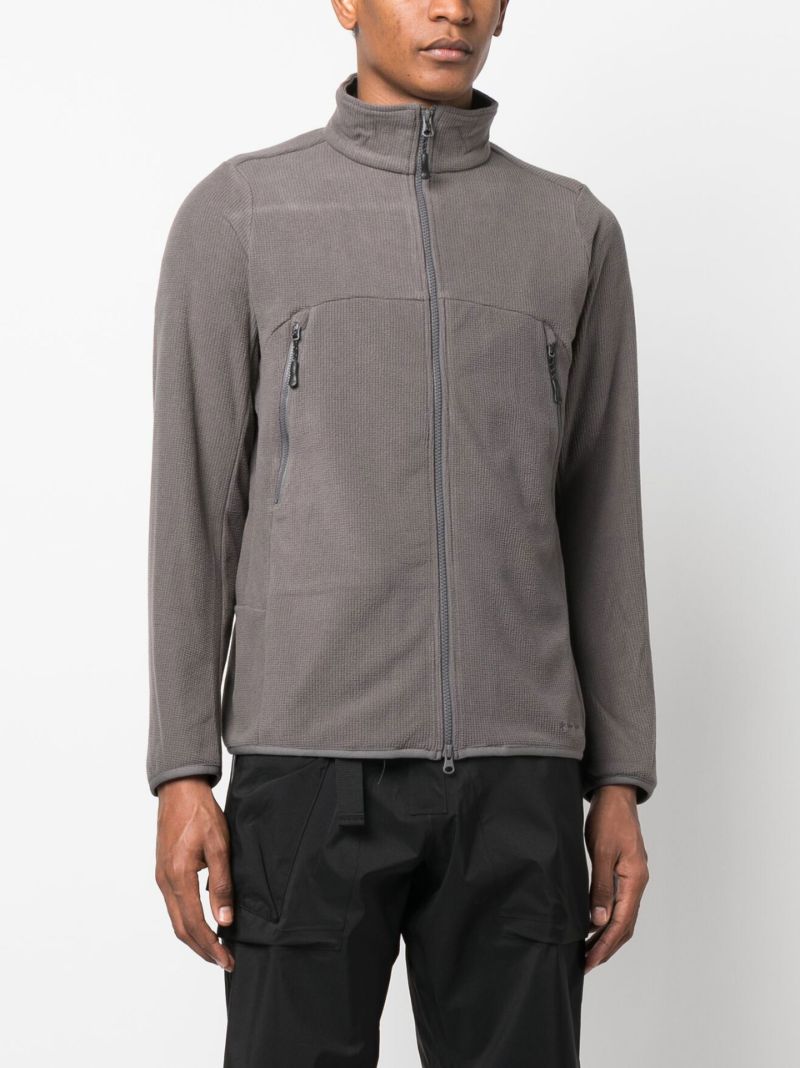 Grey Grid Waffle-knit Jacket