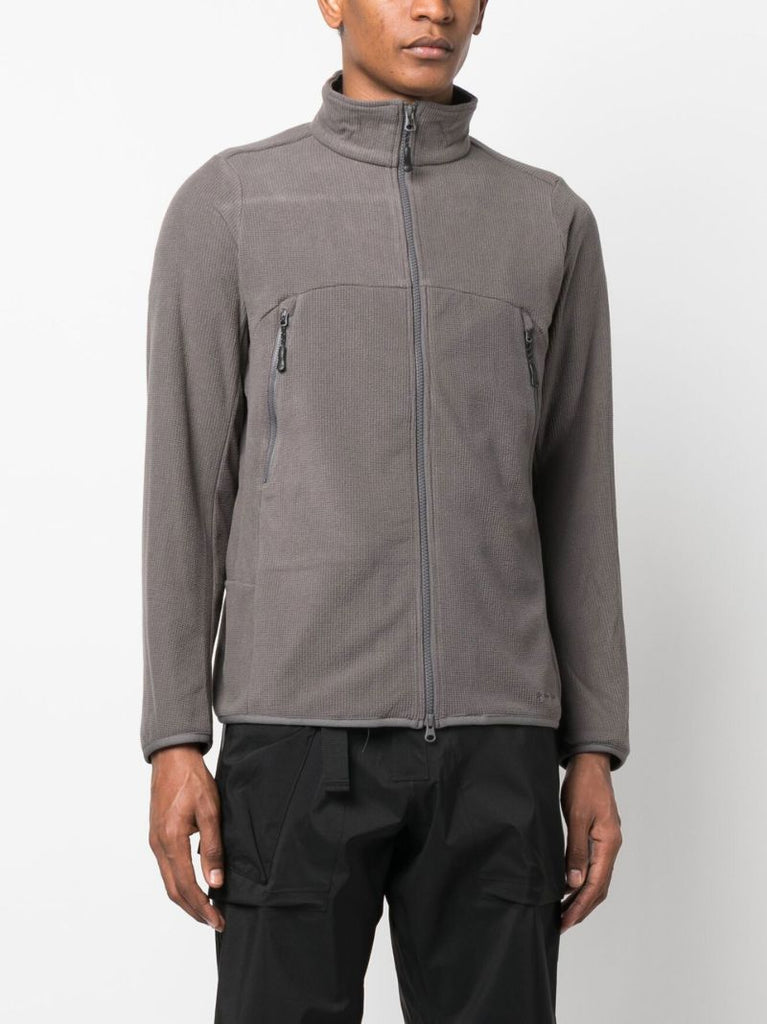 Grey Grid Waffle-knit Jacket