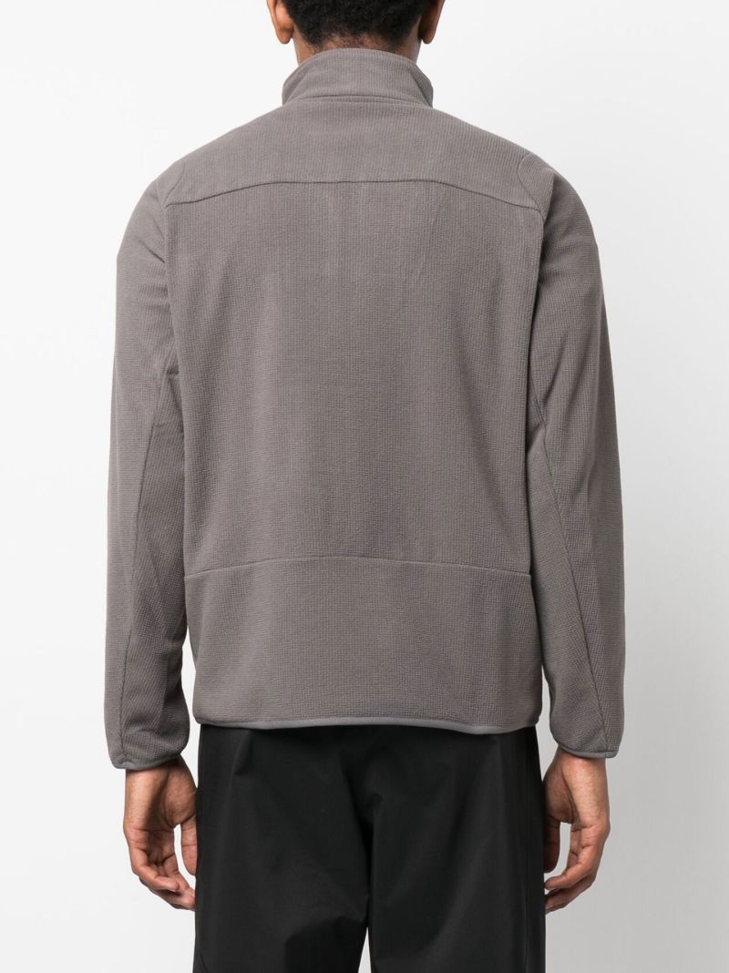 Grey Grid Waffle-knit Jacket