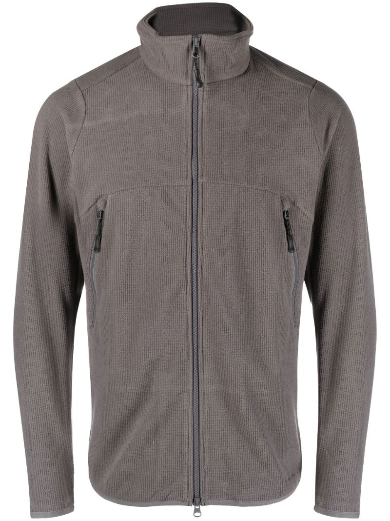 Grey Grid Waffle-knit Jacket