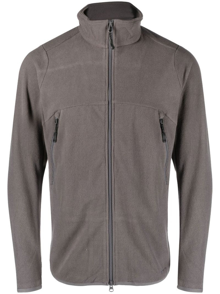 Grey Grid Waffle-knit Jacket
