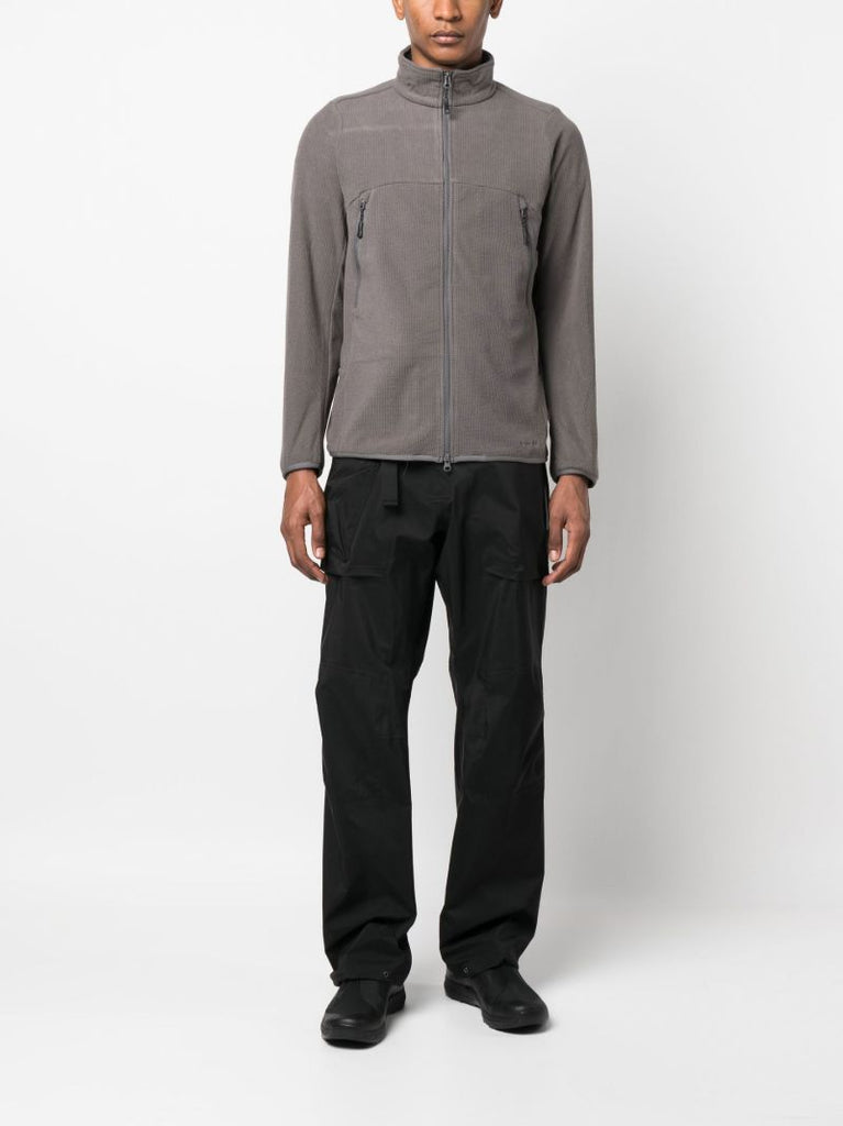 Grey Grid Waffle-knit Jacket