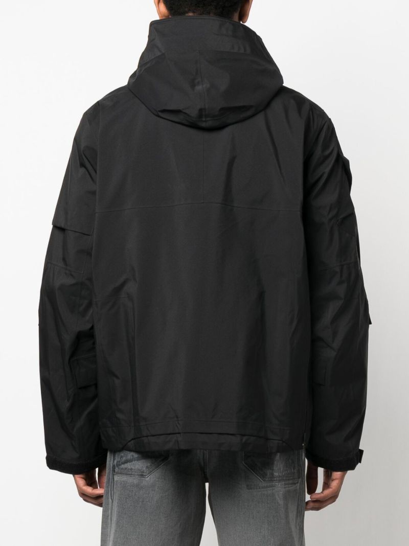 Black Grosgrain Panel Hooded Jacket