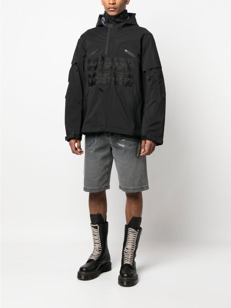 Black Grosgrain Panel Hooded Jacket
