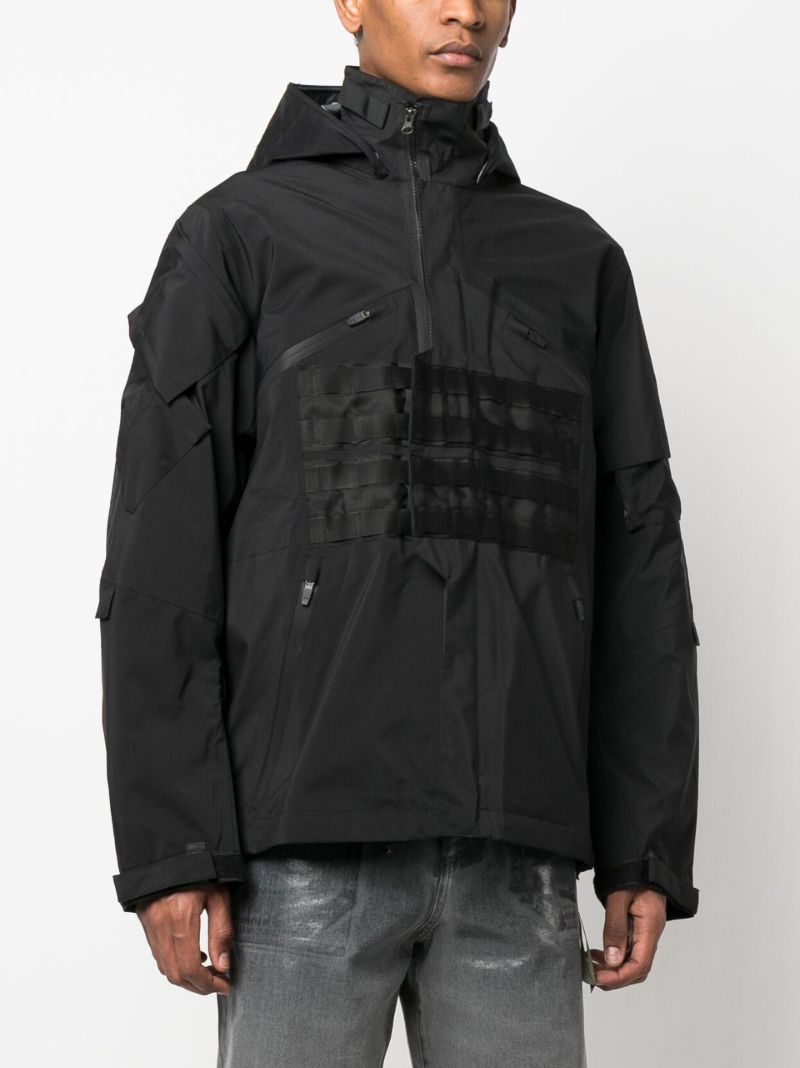 Black Grosgrain Panel Hooded Jacket