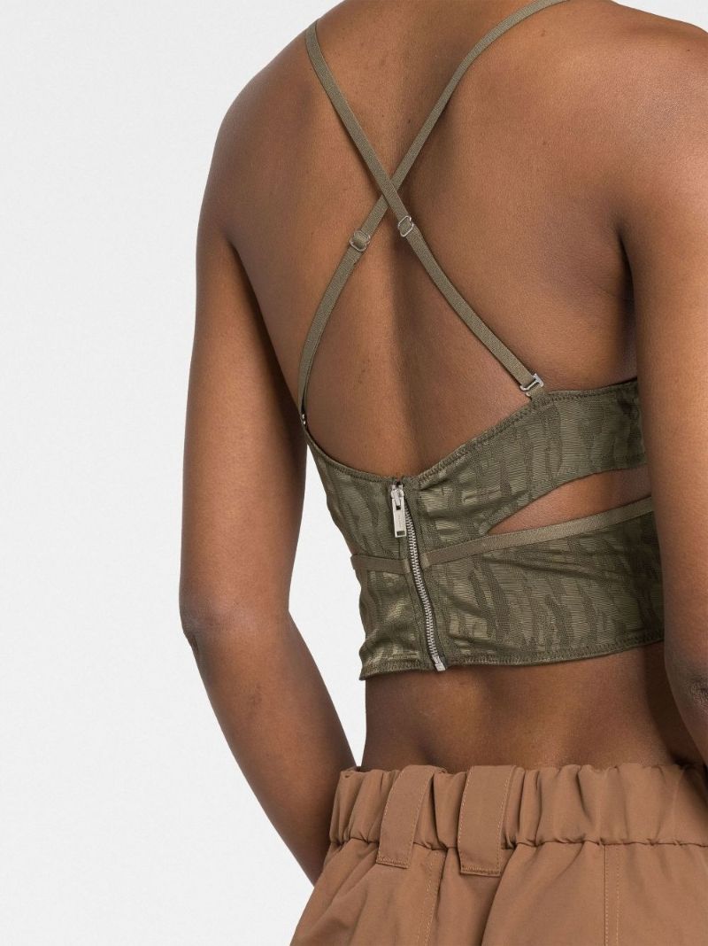 Green Camoflage Print Lace Camisole Top