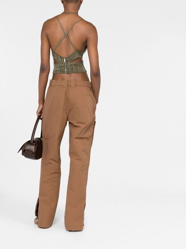 Green Camoflage Print Lace Camisole Top