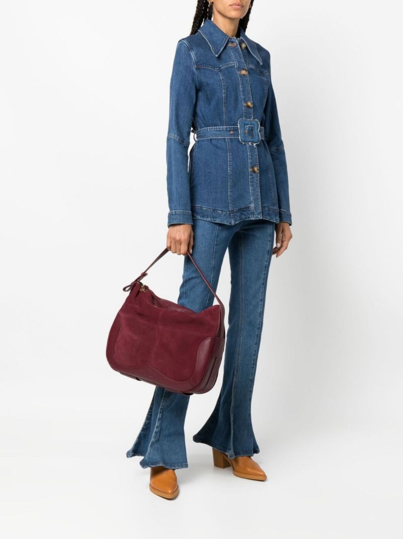 Red Hana Suede Shoulder Bag