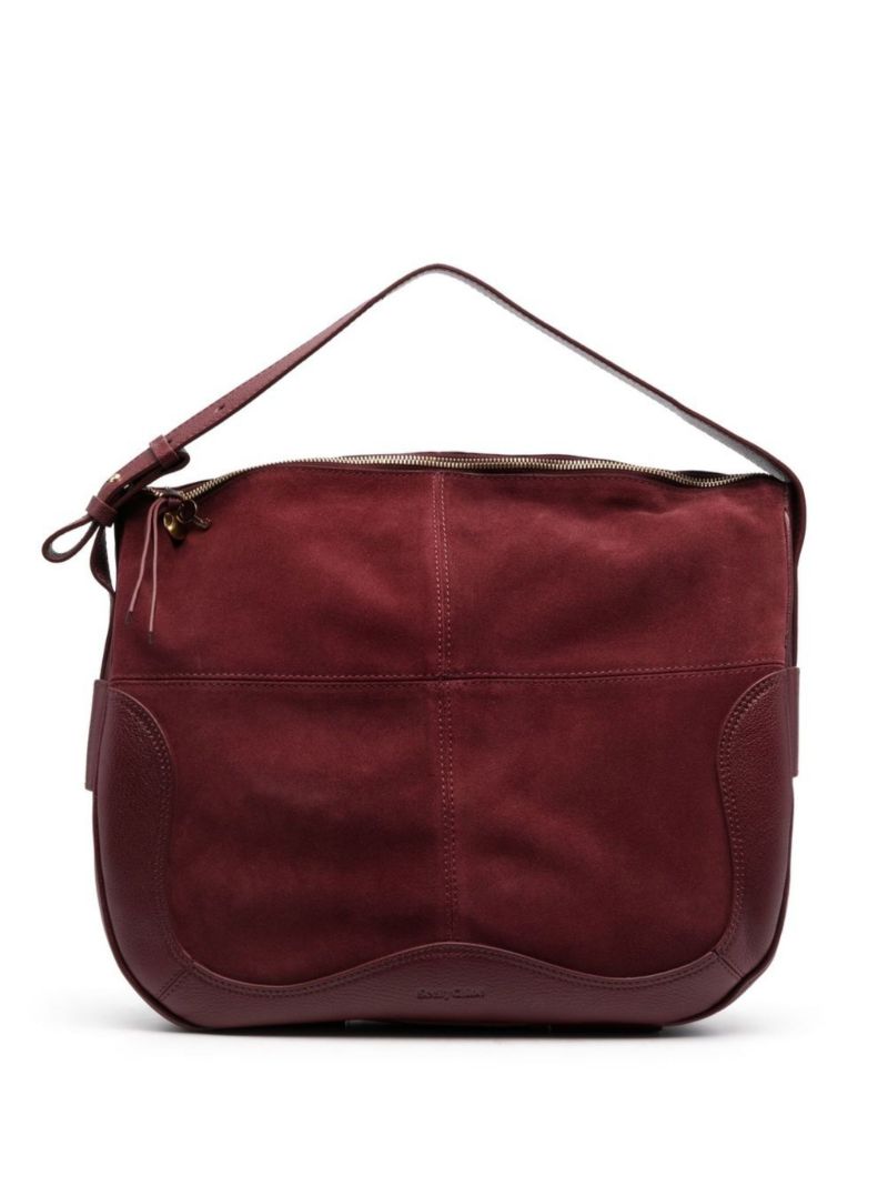 Red Hana Suede Shoulder Bag