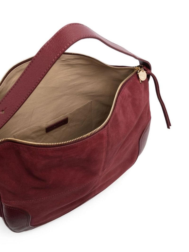 Red Hana Suede Shoulder Bag