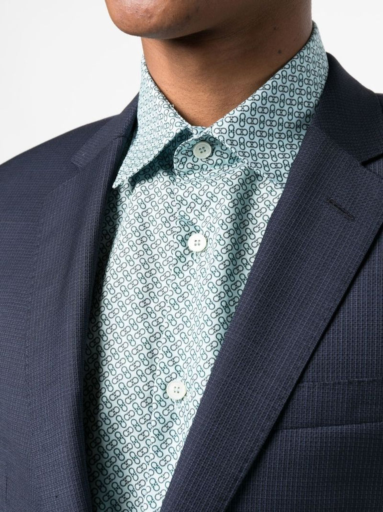 Blue Gancini Print Cotton Shirt