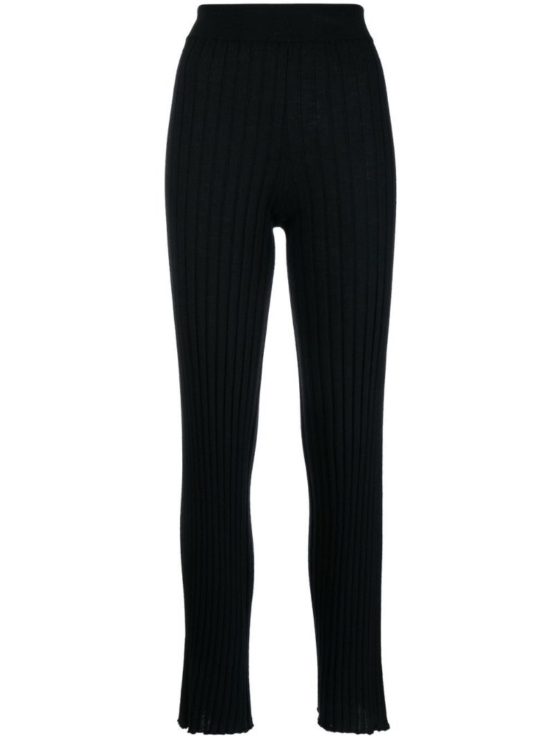 Black Ribbed Cashmere Trousers
