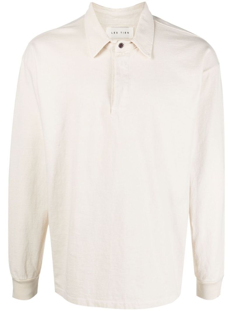 White Long Sleeve Polo Shirt