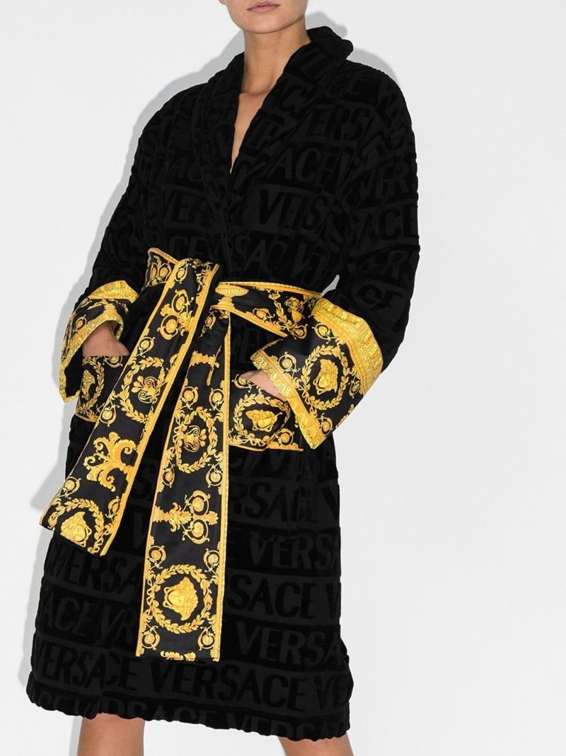 Black I Love Baroque Cotton Robe