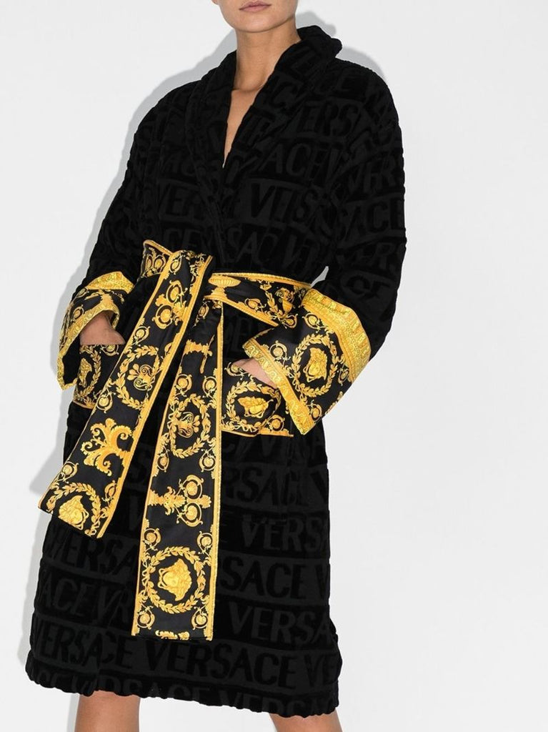 Black I Love Baroque Cotton Robe