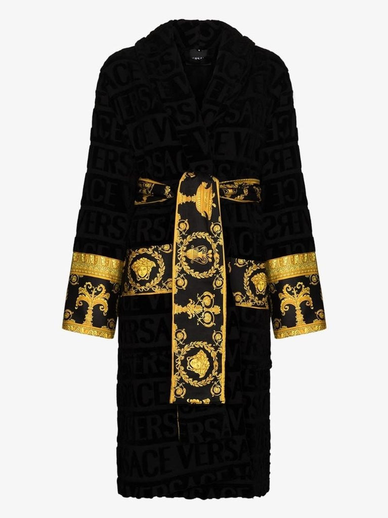 Black I Love Baroque Cotton Robe