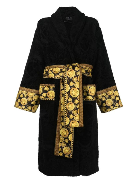 Black Medusa Amplified Belted Cotton Bathrobe