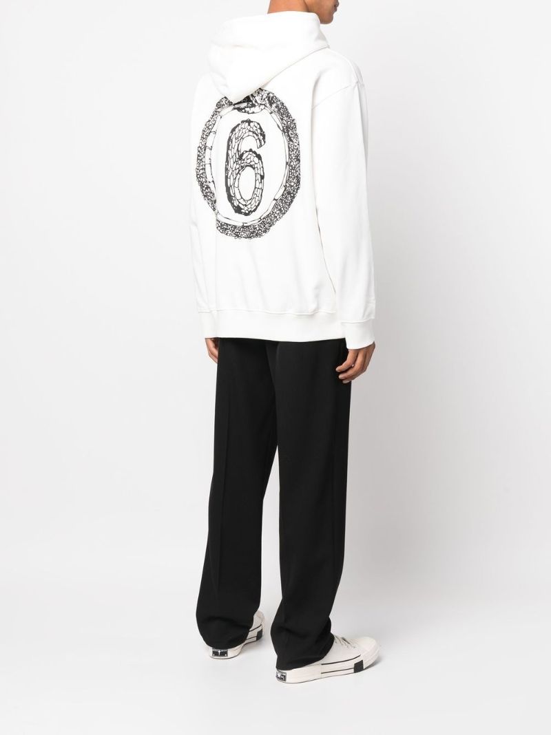 White Logo Print Hoodie